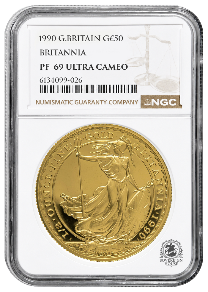 NGC PF69 1990 Ultra Cameo 1/2oz £50 Britannia - Proof Gold Coin
