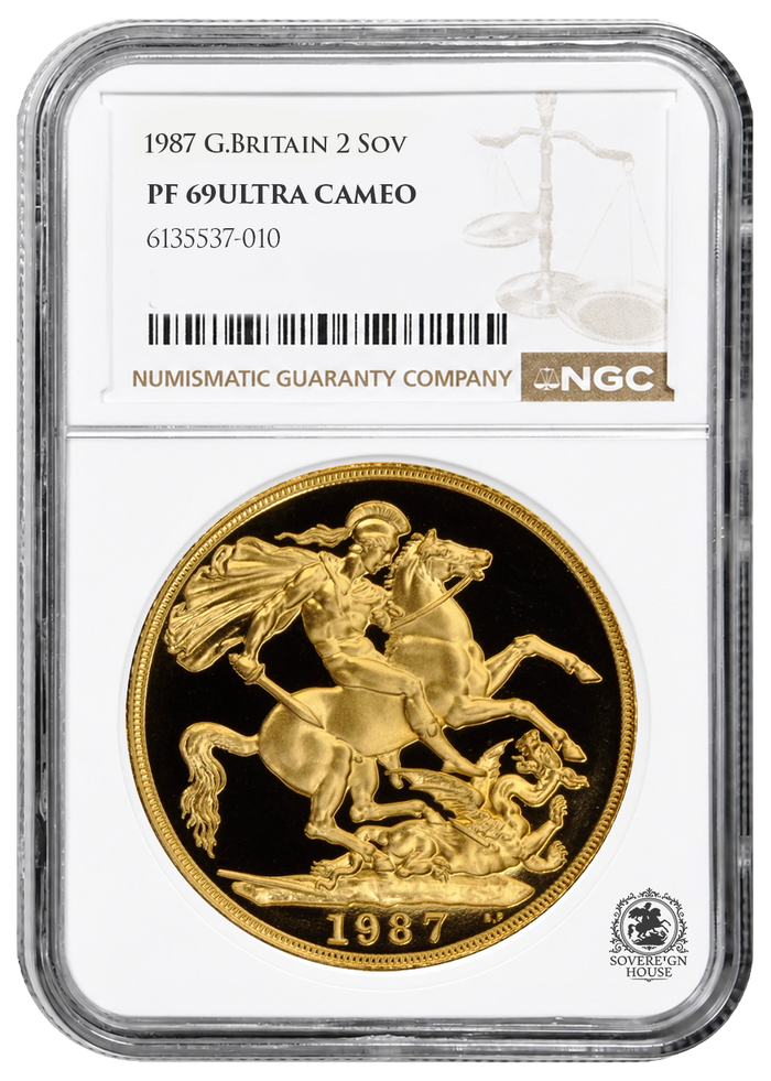 NGC PF69 1987 Ultra Cameo £2 Double Sovereign St George - Proof Gold Coin