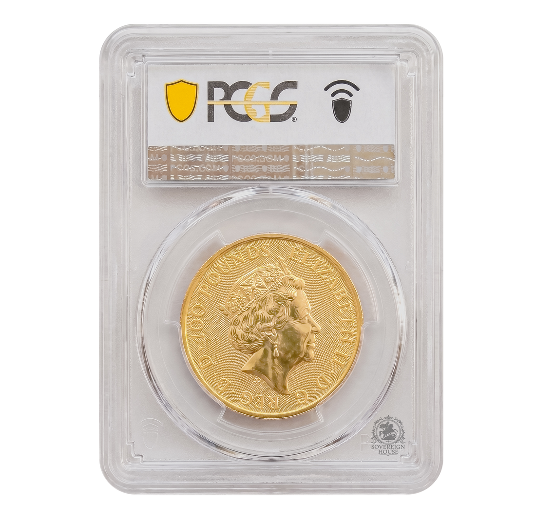 PCGS MS70 2019 1oz £100 Falcon of the Plantagenets - Queen's Beasts Gold Coin
