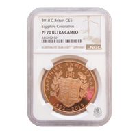 NGC PF70 2018 £5 Sapphire Coronation Quintuple Sovereign - Proof Gold Coin
