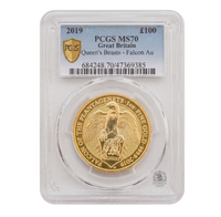PCGS MS70 2019 1oz £100 Falcon of the Plantagenets - Queen's Beasts Gold Coin
