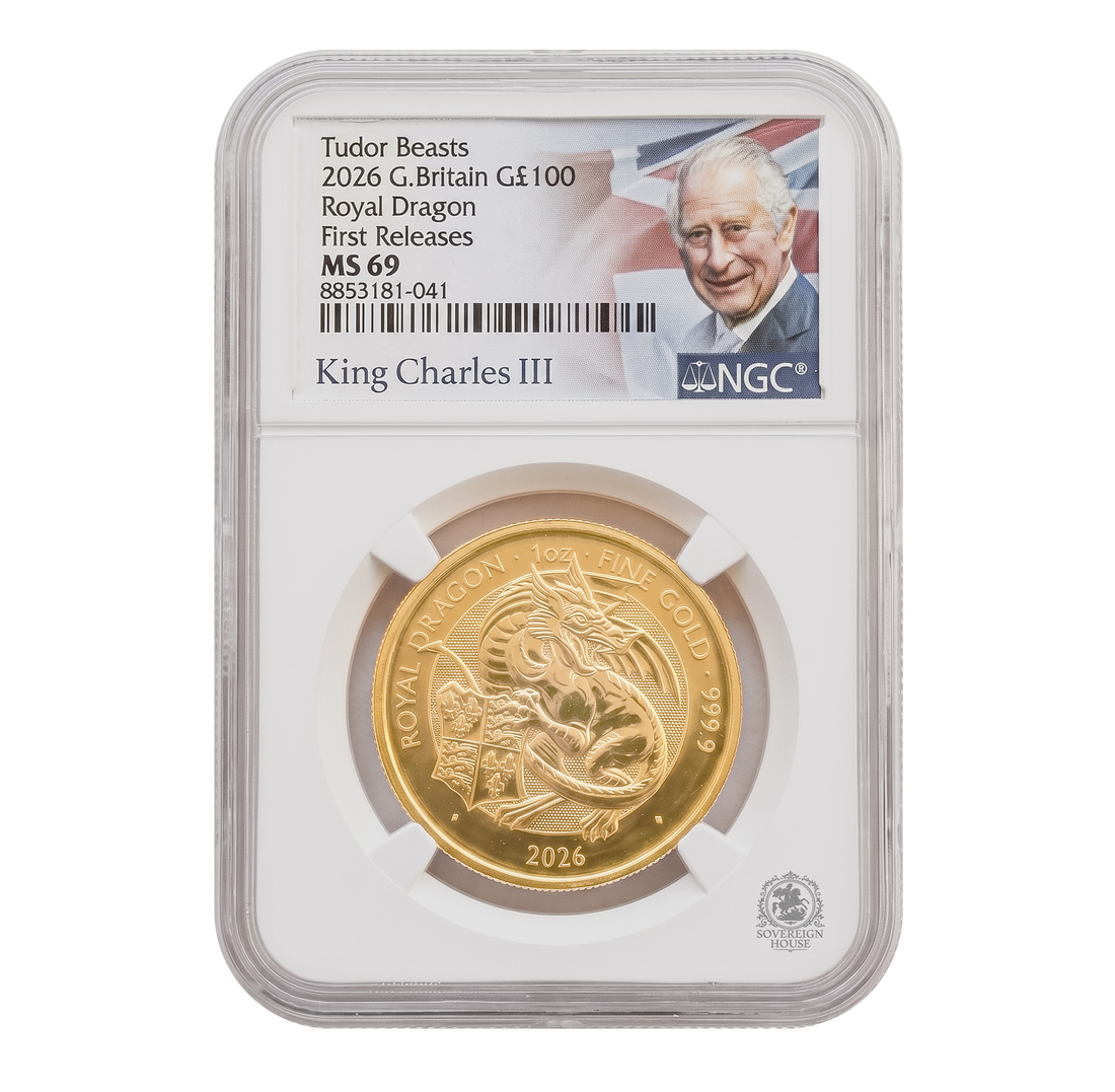 NGC MS69 2026 First Releases 1oz £100 Royal Dragon - Tudor Beasts Gold Coin