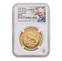 NGC MS69 2026 First Releases 1oz £100 Royal Dragon - Tudor Beasts Gold Coin