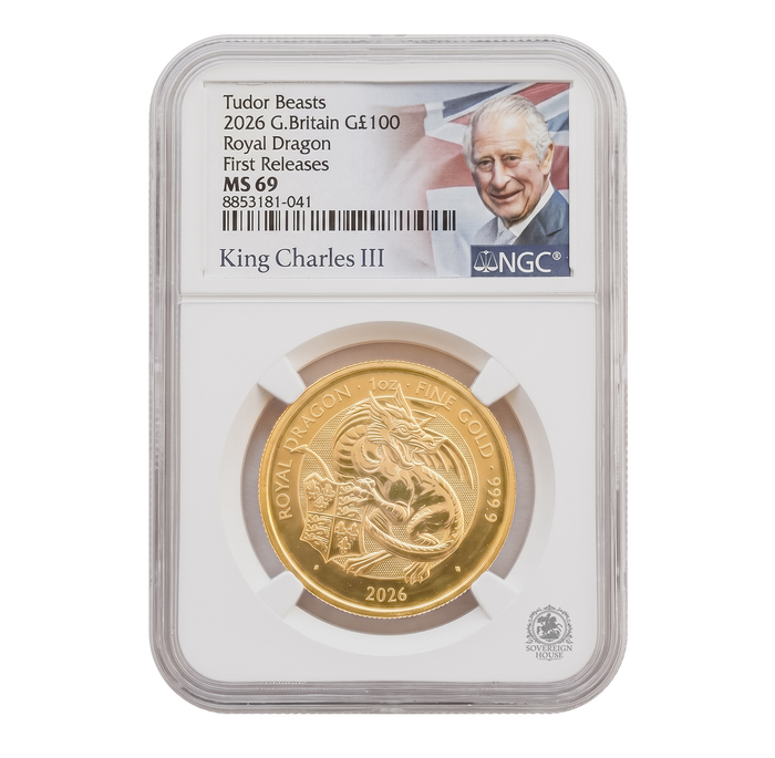 NGC MS69 2026 First Releases 1oz £100 Royal Dragon - Tudor Beasts Gold Coin