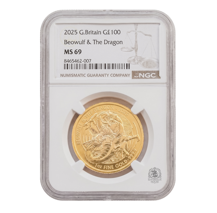 NGC MS69 2025 1oz £100 Beowulf & The Dragon - Gold Coin