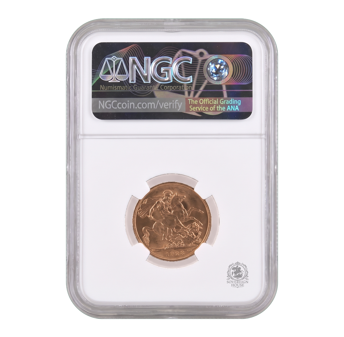 NGC AU58 1928 King George V Full Sovereign - Proof Gold Coin