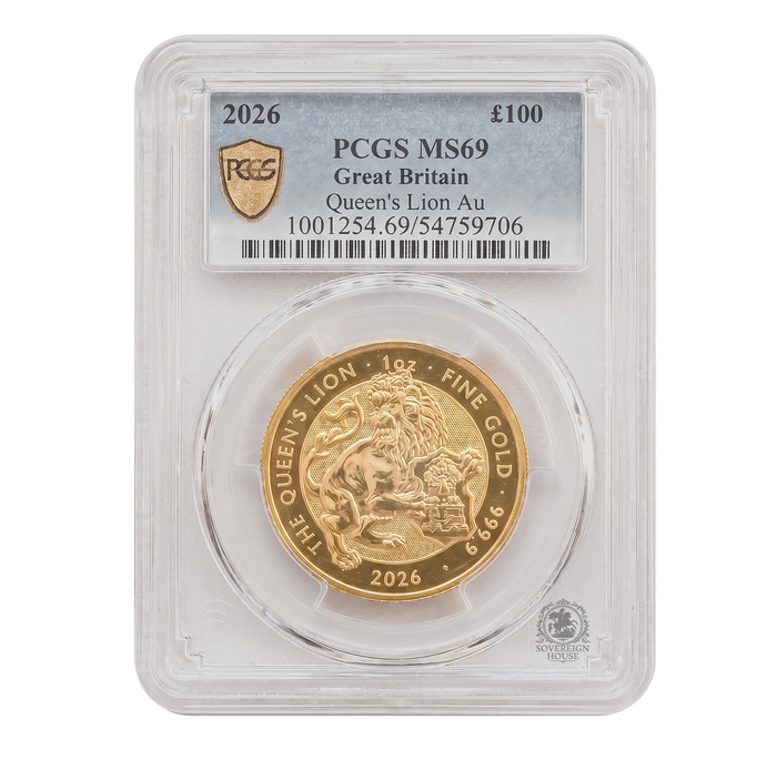PCGS MS69 2026 1oz £100 Queen's Lion - Gold Coin