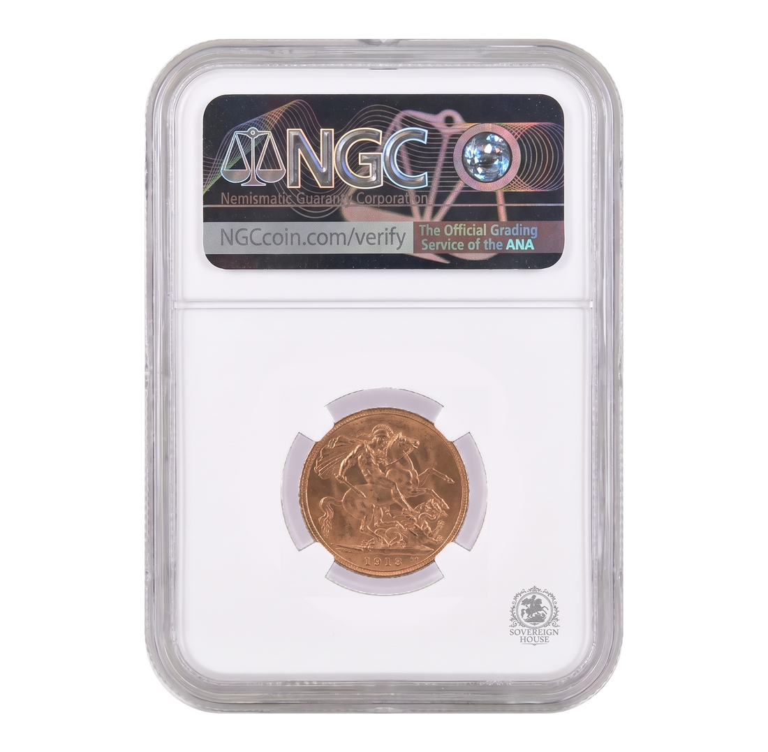NGC MS61 1913-P King George V Full Sovereign - Proof Gold Coin