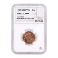 NGC PF69 1987 Full Sovereign Ultra Cameo - Proof Gold Coin