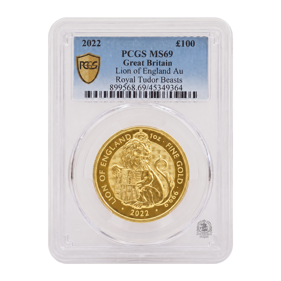 PCGS MS69 2022 1oz Lion of England Tudor Beasts - Proof Gold Coin