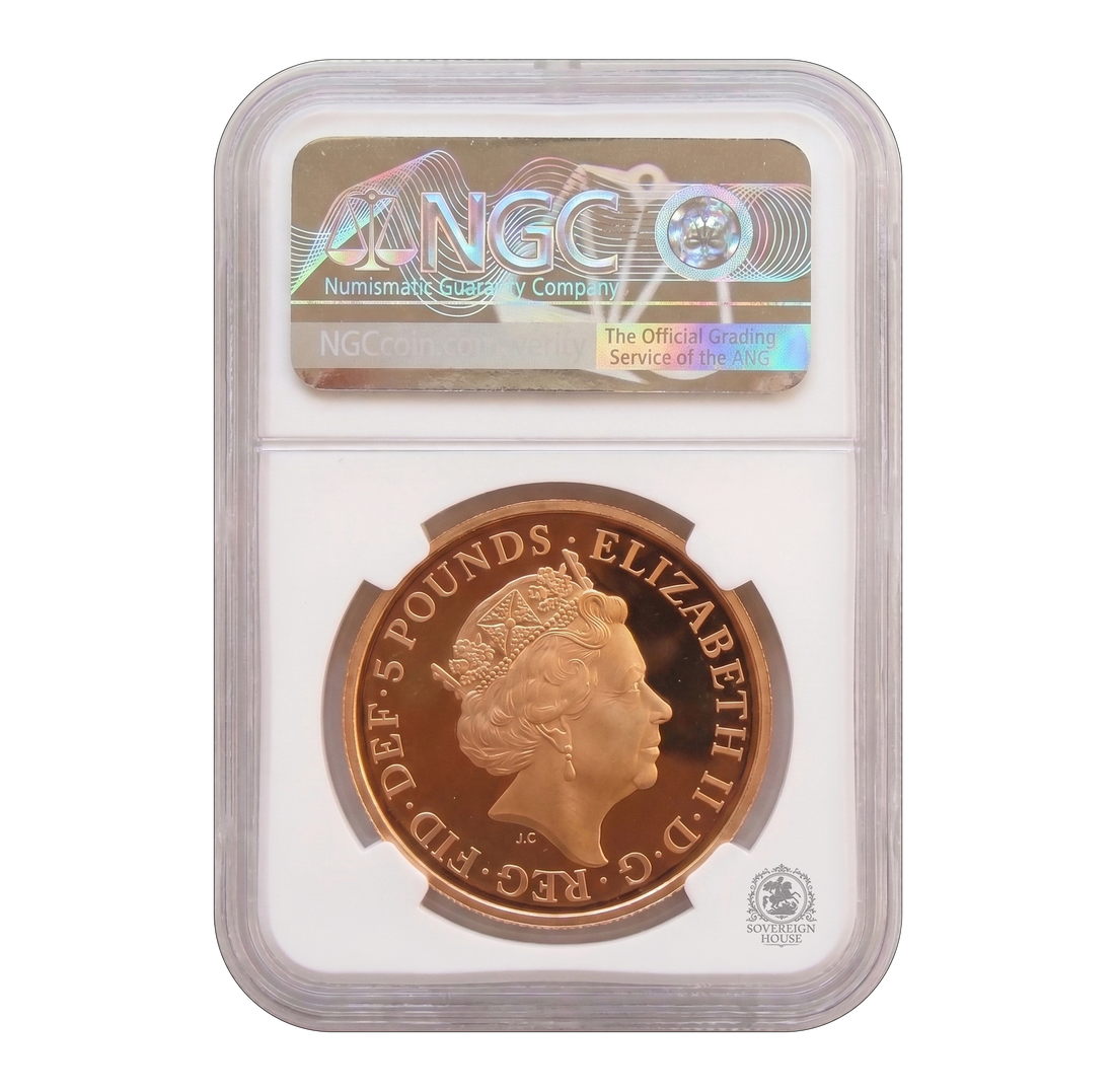NGC PF70 2018 £5 Sapphire Coronation Quintuple Sovereign - Proof Gold Coin