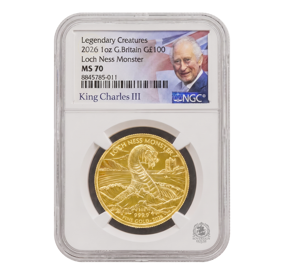 NGC MS70 2026 1oz Legendary Creatures Loch Ness Monster - Proof Gold Coin