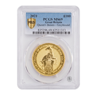 PCGS MS69 2021 1oz Queens Beasts Greyhound Of Richmond - Proof Gold Coin