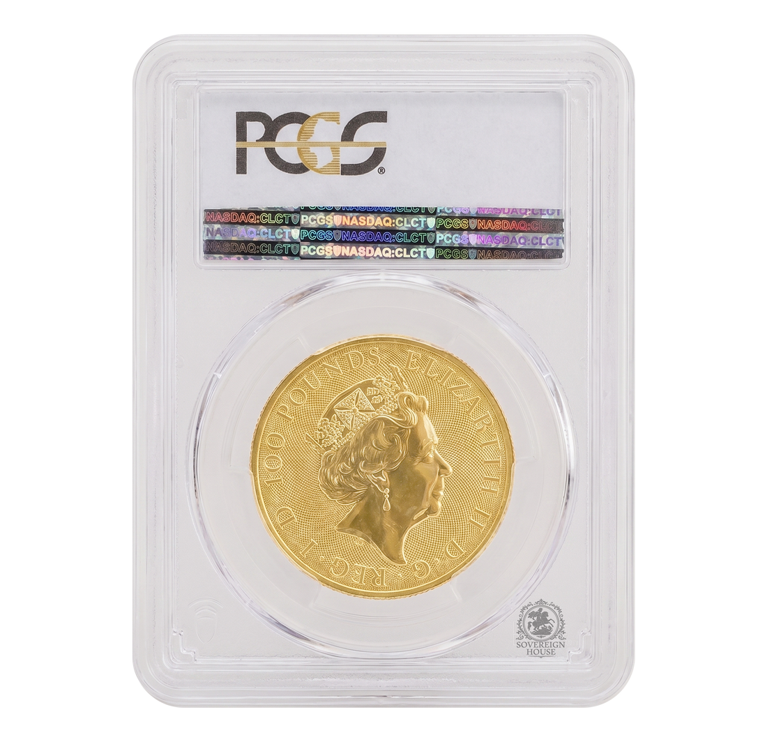 PCGS MS69 2021 1oz Queens Beasts Greyhound Of Richmond - Proof Gold Coin