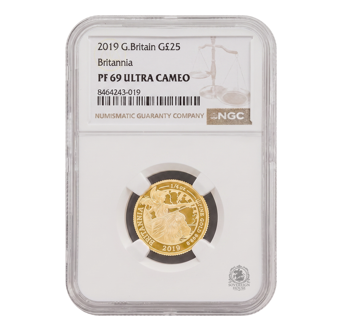 NGC PF69 2019 Ultra Cameo 1/4oz £25 Britannia - Proof Gold Coin