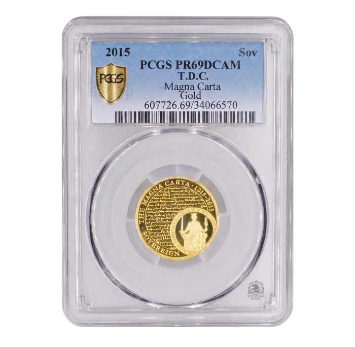 PCGS PR69 2015 Magna Carta Full Sovereign  - Proof Gold Coin