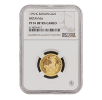 NGC PF69 1990 Ultra Cameo 1/4oz £25 Britannia - Proof Gold Coin