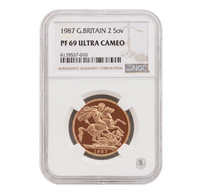 NGC PF69 1987 Ultra Cameo £2 Double Sovereign St George - Proof Gold Coin