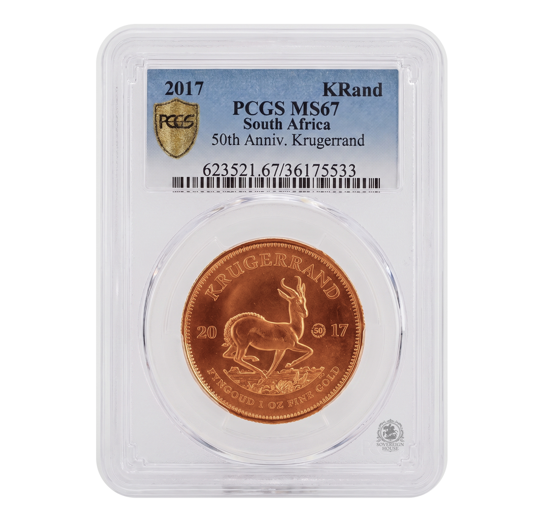 PCGS MS67 2017 1oz South Africa Krugerrand 50th Anniversary - Proof Gold Coin