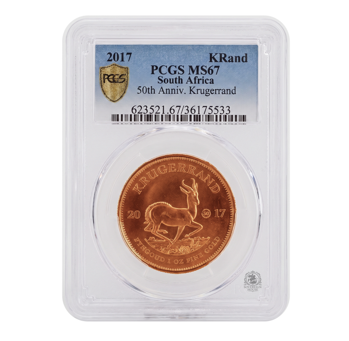 PCGS MS67 2017 1oz South Africa Krugerrand 50th Anniversary - Proof Gold Coin
