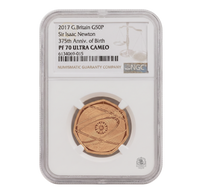 NGC PF70 2017 50p Sir Isaac Newton 375th Anniv. Of Birth - Proof Gold Coin