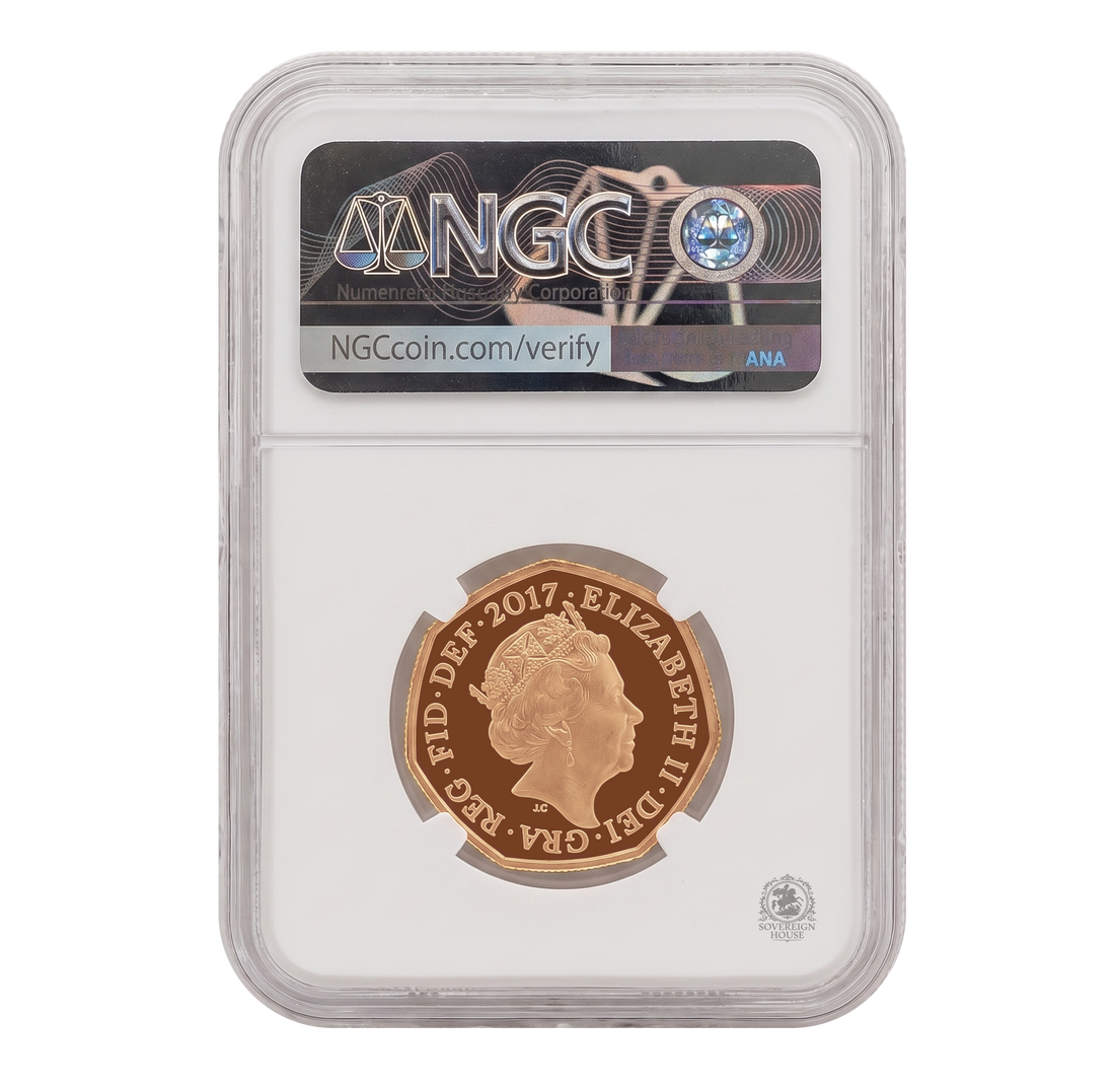 NGC PF70 2017 50p Sir Isaac Newton 375th Anniv. Of Birth - Proof Gold Coin