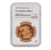 NGC PF70 2019 Ultra Cameo £5 Quintuple Sovereign St George - Proof Gold Coin
