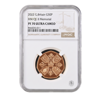 NGC PF70 2022 50p Queen Elizabeth Memorial - Proof Gold Coin