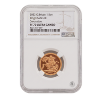 NGC PF70 2023 King Charles Coronation Full Sovereign St George - Proof Gold Coin