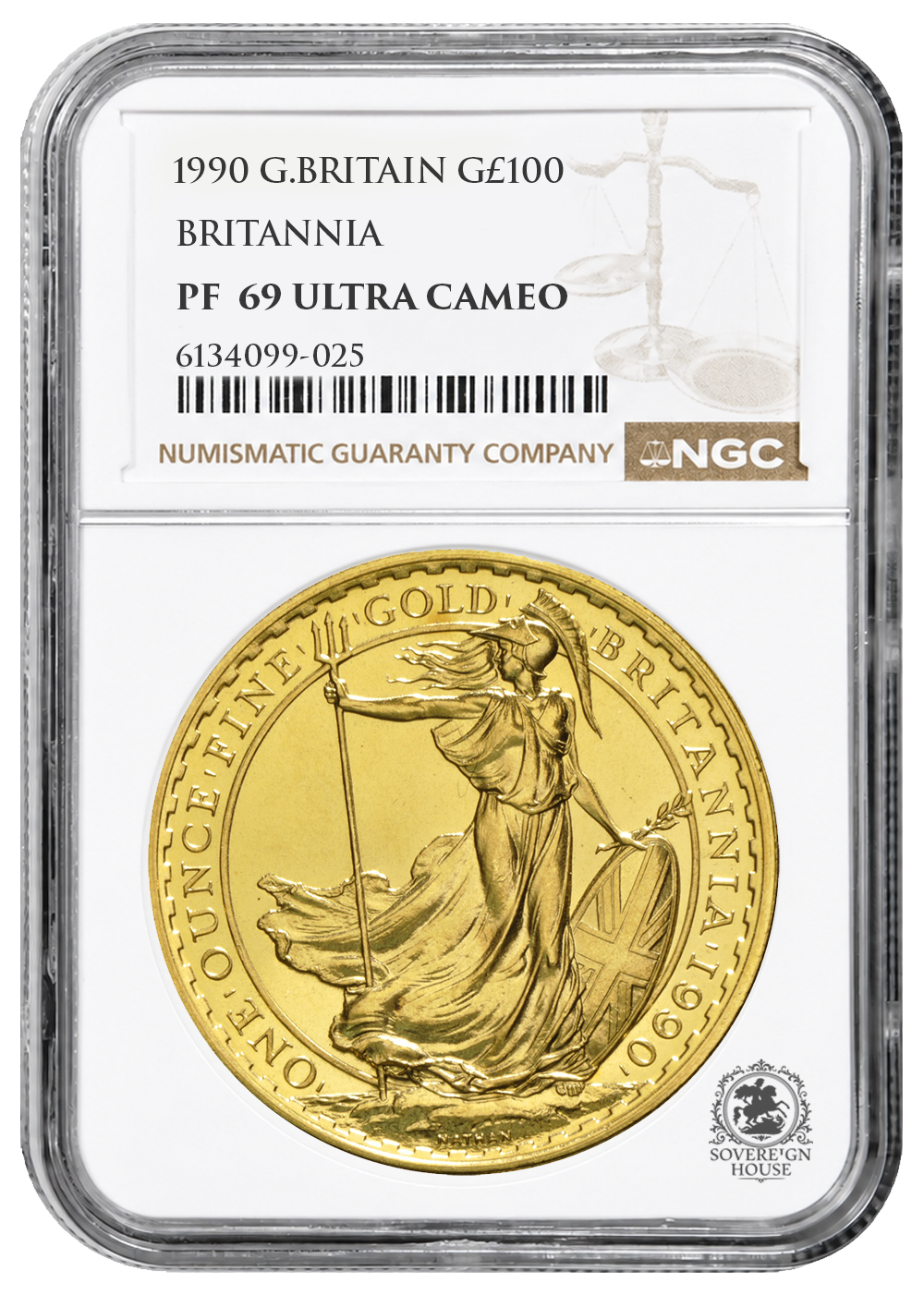NGC PF69 1990 Ultra Cameo 1oz £100 Britannia - Proof Gold Coin