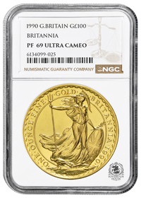 NGC PF69 1990 Ultra Cameo 1oz £100 Britannia - Proof Gold Coin