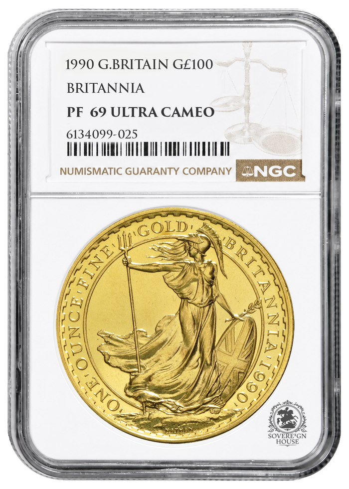 NGC PF69 1990 Ultra Cameo 1oz £100 Britannia - Proof Gold Coin