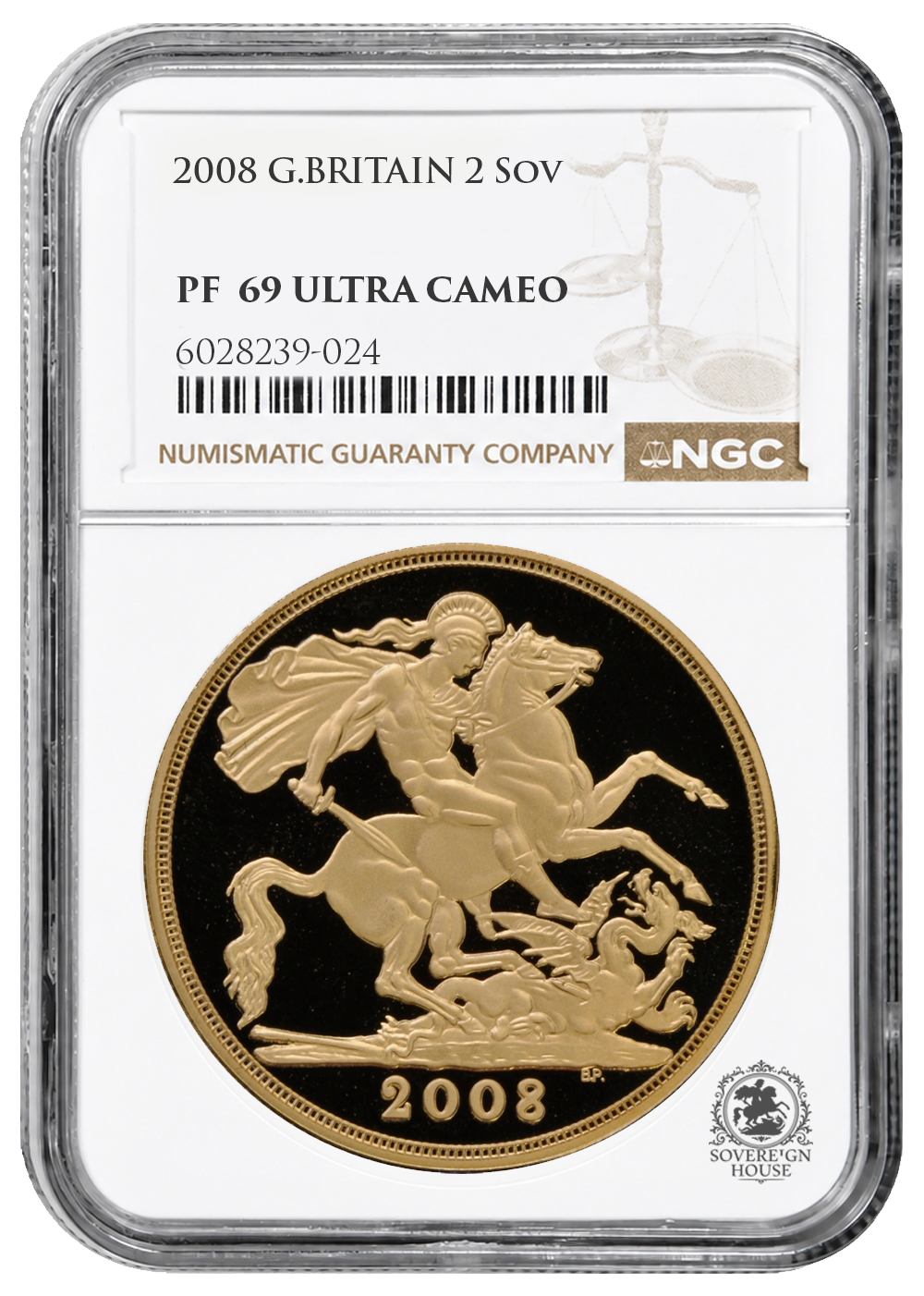 NGC PF69 2008 Ultra Cameo £2 Double Sovereign St George - Proof Gold Coin