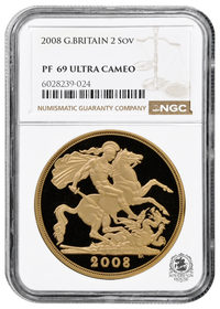 NGC PF69 2008 Ultra Cameo £2 Double Sovereign St George - Proof Gold Coin