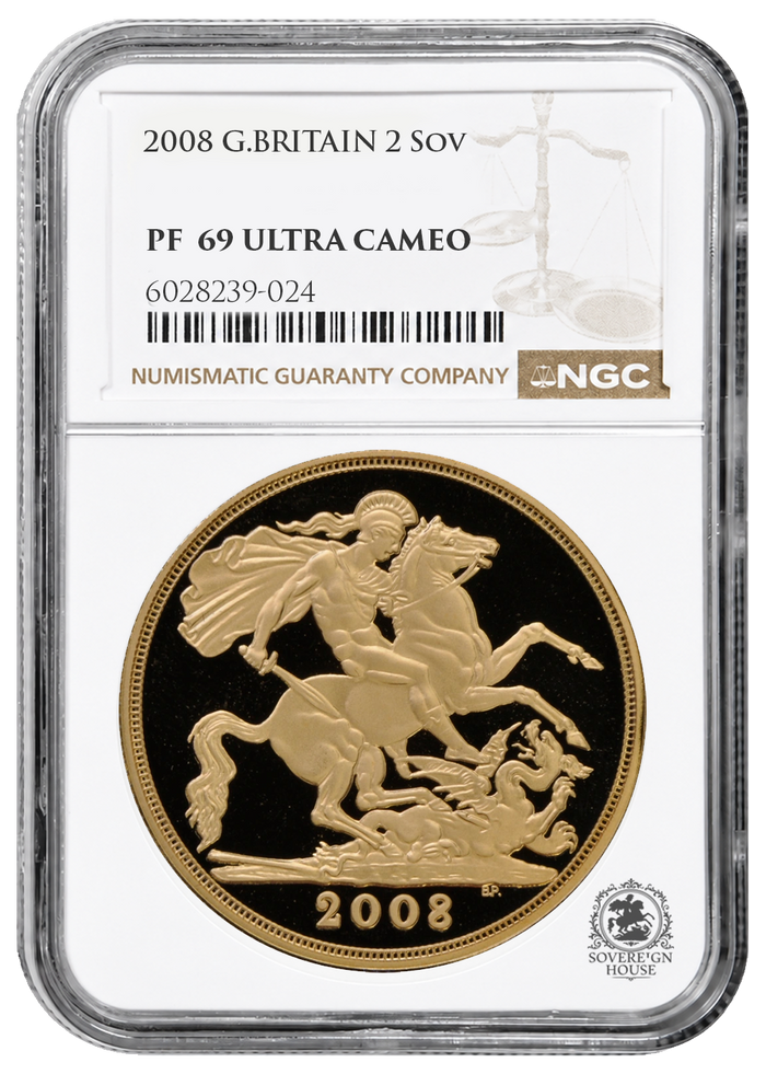 NGC PF69 2008 Ultra Cameo £2 Double Sovereign St George - Proof Gold Coin