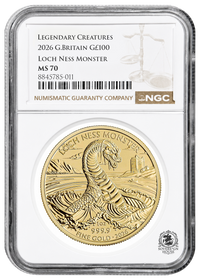 NGC MS70 2026 1oz Legendary Creatures Loch Ness Monster - Proof Gold Coin
