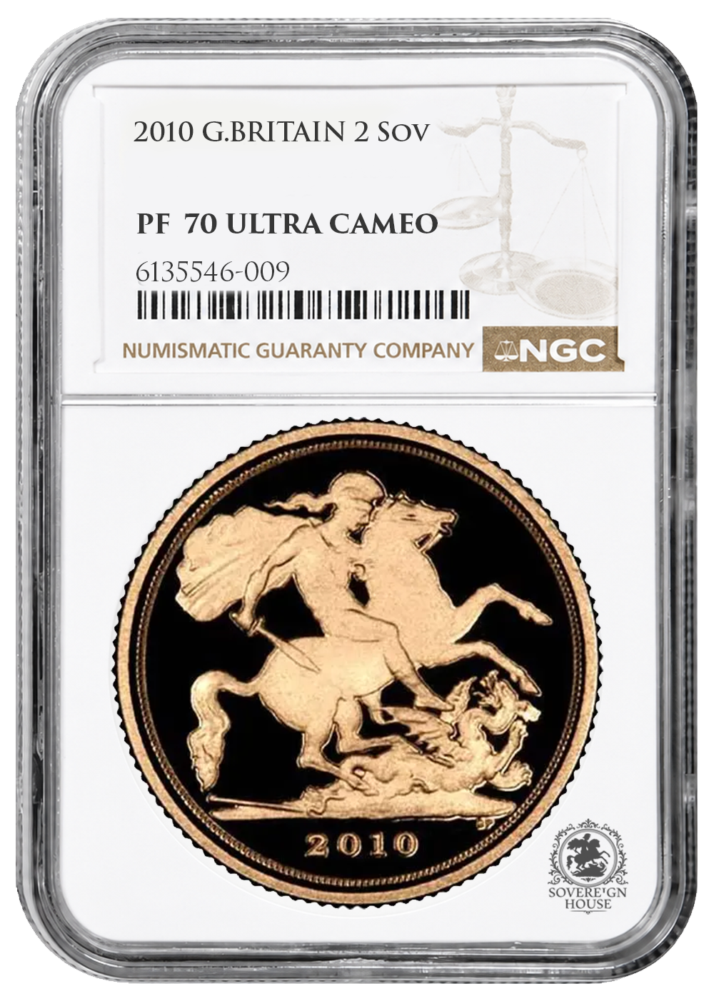 NGC PF70 2010 Ultra Cameo £2 Double Sovereign St George - Proof Gold Coin