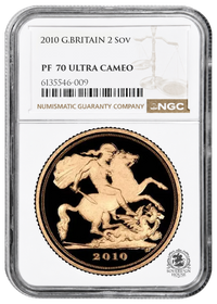 NGC PF70 2010 Ultra Cameo £2 Double Sovereign St George - Proof Gold Coin