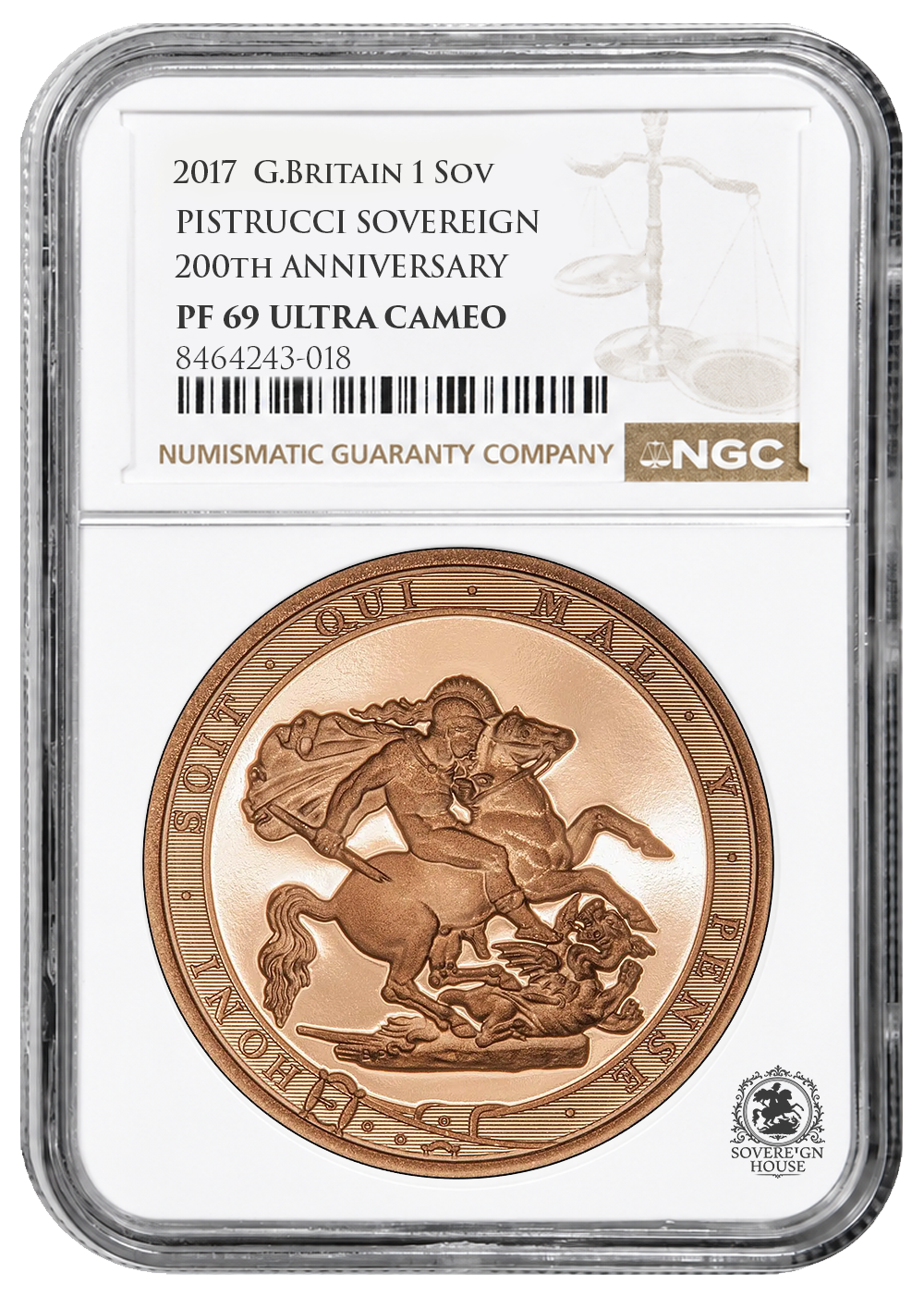 NGC PF69 2017 200th Anniversary Full Sovereign St George - Proof Gold Coin