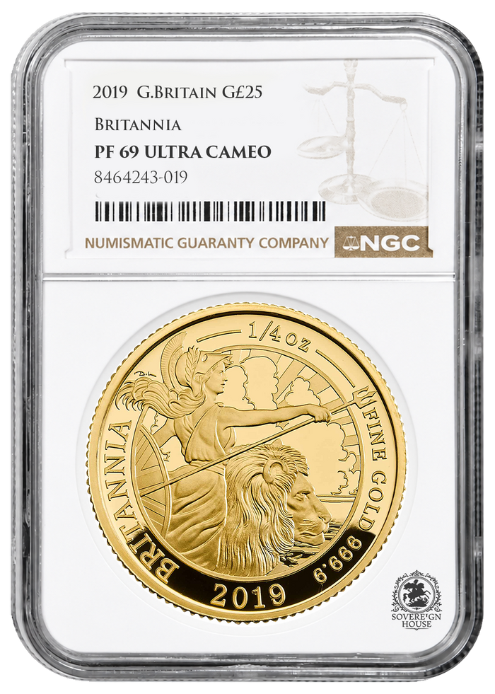 NGC PF69 2019 Ultra Cameo 1/4oz £25 Britannia - Proof Gold Coin