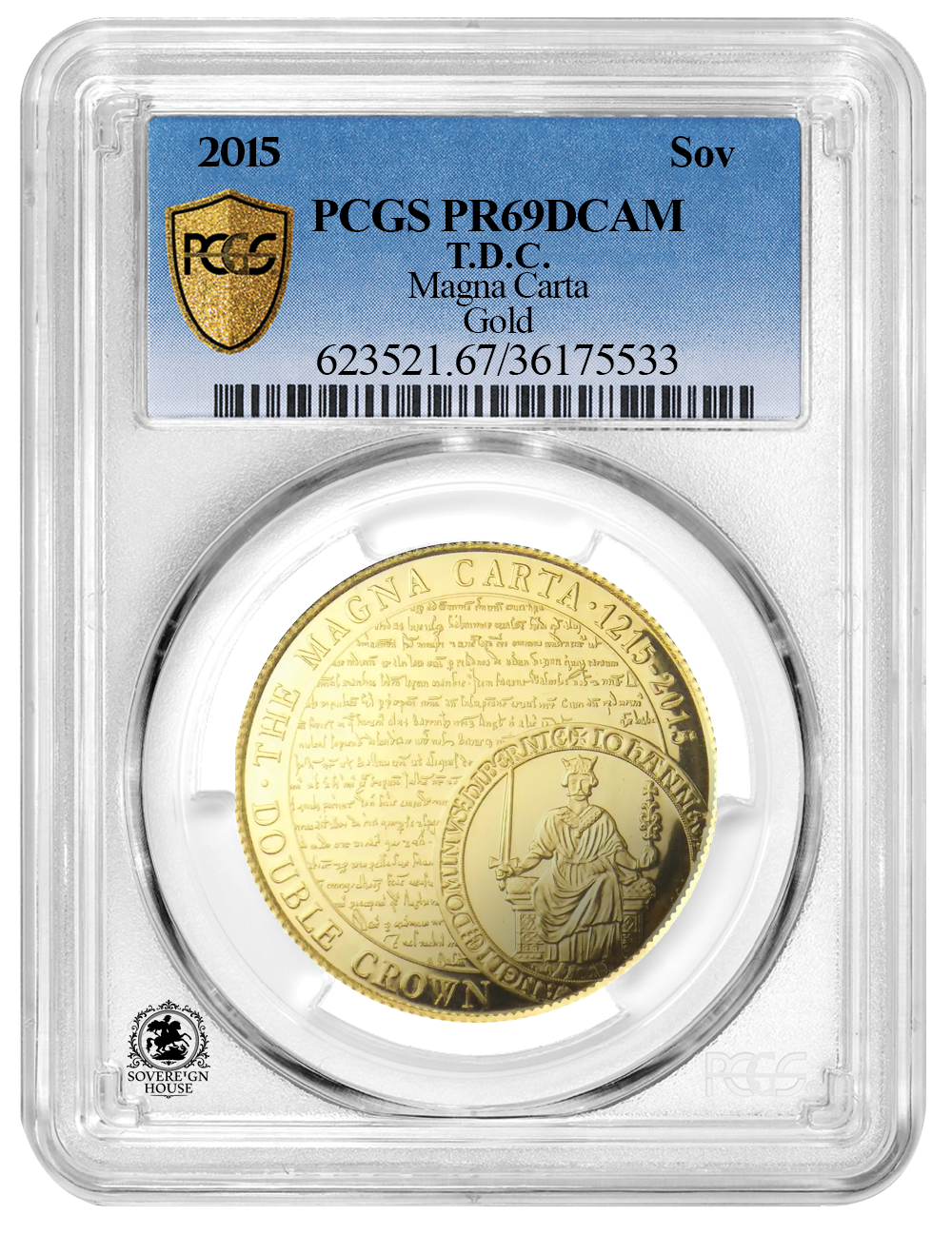 PCGS PR69 2015 Magna Carta Full Sovereign  - Proof Gold Coin