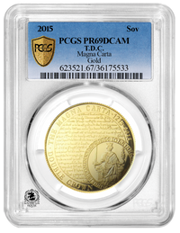 PCGS PR69 2015 Magna Carta Full Sovereign  - Proof Gold Coin