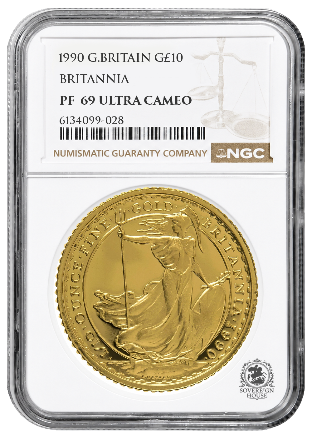 NGC PF69 1990 Ultra Cameo 1/10oz £10 Britannia - Proof Gold Coin