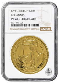 NGC PF69 1990 Ultra Cameo 1/10oz £10 Britannia - Proof Gold Coin