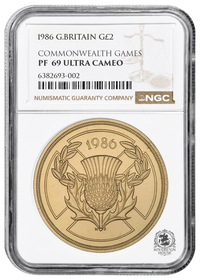 NGC PF69 1986 Common Wealth Games £2 Double Sovereign - Proof Gold Coin