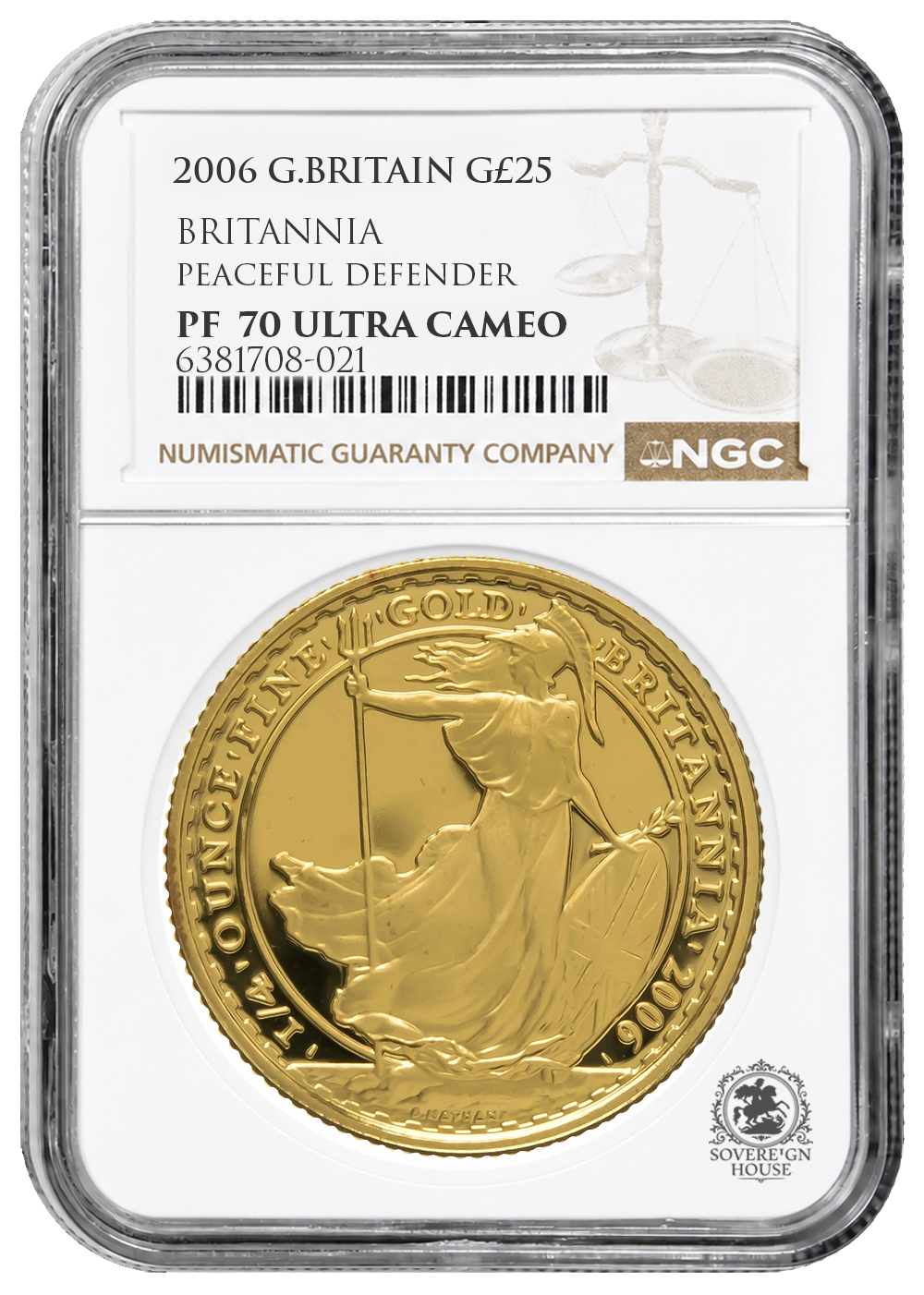 NGC PF70 2006 Ultra Cameo 1/4oz £25 Britannia - Proof Gold Coin
