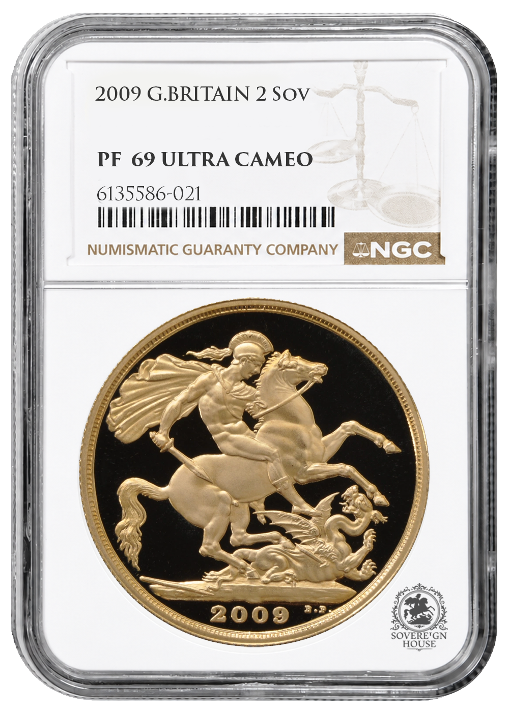NGC PF69 2009 Ultra Cameo £2 Double Sovereign St George - Proof Gold Coin