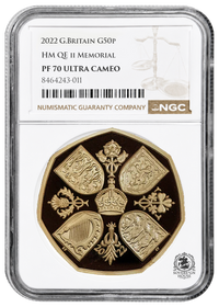 NGC PF70 2022 50p Queen Elizabeth Memorial - Proof Gold Coin