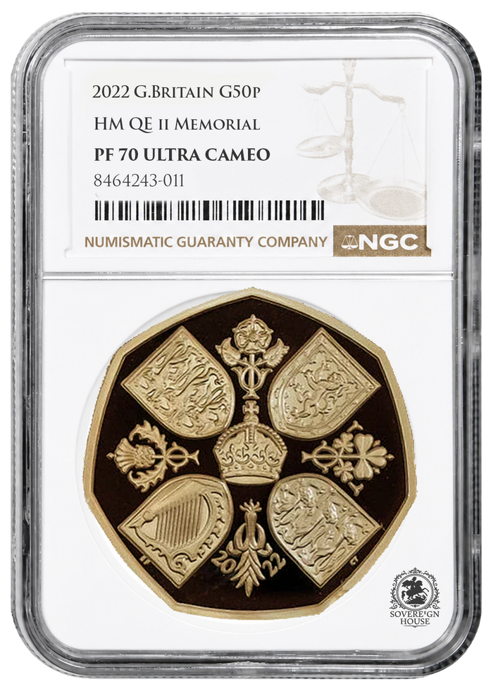 NGC PF70 2022 50p Queen Elizabeth Memorial - Proof Gold Coin