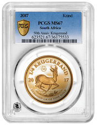 PCGS MS67 2017 1oz South Africa Krugerrand 50th Anniversary - Proof Gold Coin